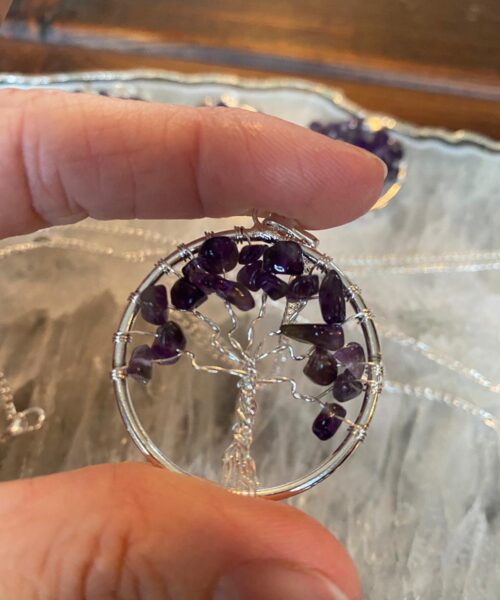 Premium Amethyst Tree of Life 20” Chain Crystal Necklace Sterling Silver Jewellery Pendant Healing Reiki - Image 9