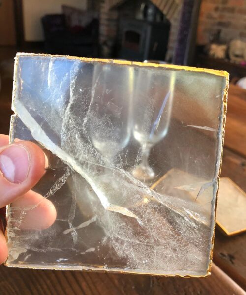 Clear Quartz Premium Coasters Square Shape Gold Gilded Edge (set of 4) - Image 6