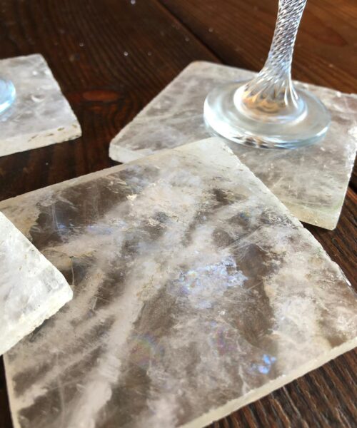 Alternative view of Clear Quartz Premium Coasters Square Shape Natural Edge (set of 4)