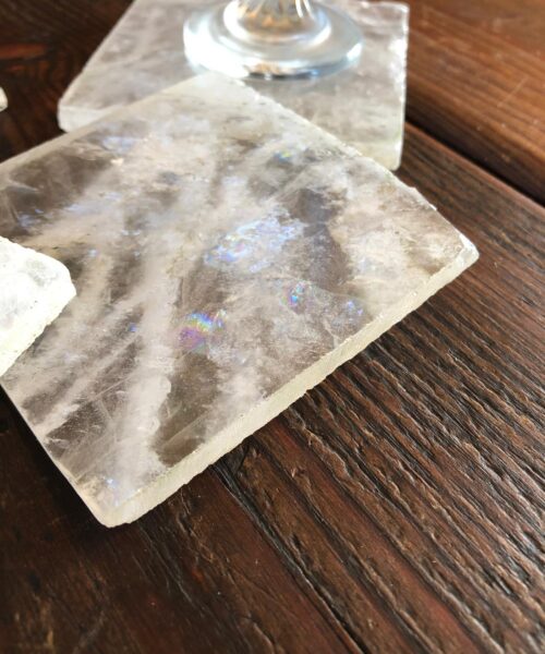 Clear Quartz Premium Coasters Square Shape Natural Edge (set of 4) - Image 3