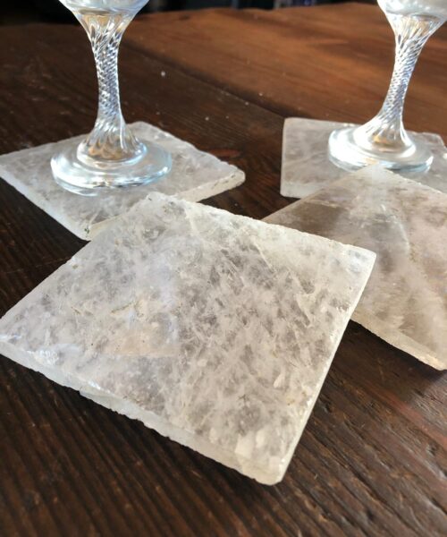 Clear Quartz Premium Coasters Square Shape Natural Edge (set of 4) - Image 4