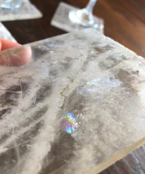 Clear Quartz Premium Coasters Square Shape Natural Edge (set of 4) - Image 6