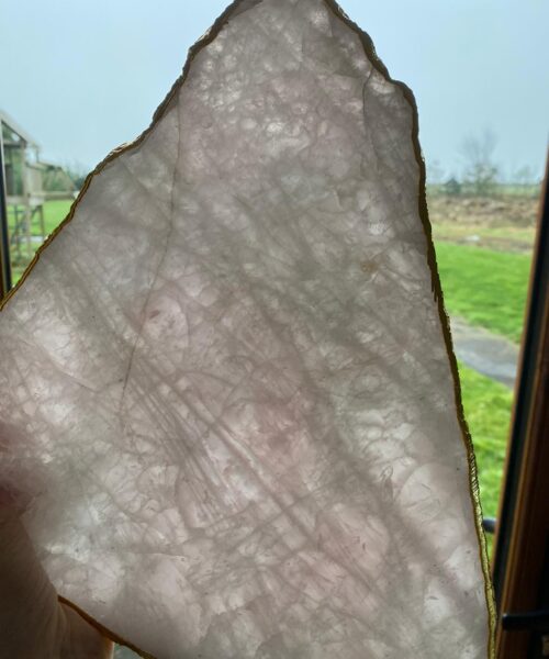 Large Premium Rose Quartz Natural Shape Gold Edge Platter 2 / Cheeseboard / Tray / Sign Board L28xW25xD1cm - 1364g - Image 13