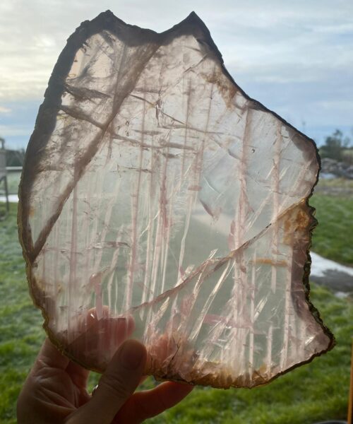 Large Premium Rose Quartz Natural Shape Gold Edge Platter 3 / Cheeseboard / Tray / Sign Board L23xW21xD1cm - 852g - Image 14