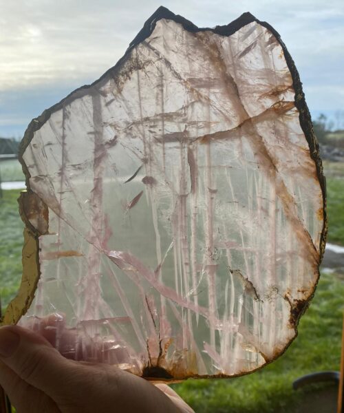 Large Premium Rose Quartz Natural Shape Gold Edge Platter 3 / Cheeseboard / Tray / Sign Board L23xW21xD1cm - 852g - Image 15