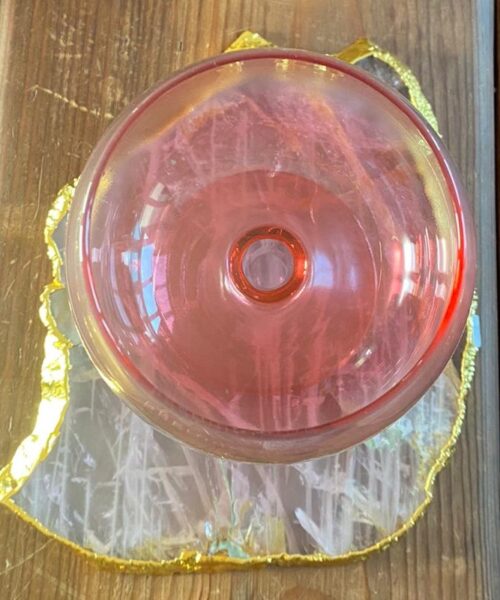 Large Premium Rose Quartz Natural Shape Gold Edge Platter 3 / Cheeseboard / Tray / Sign Board L23xW21xD1cm - 852g - Image 10