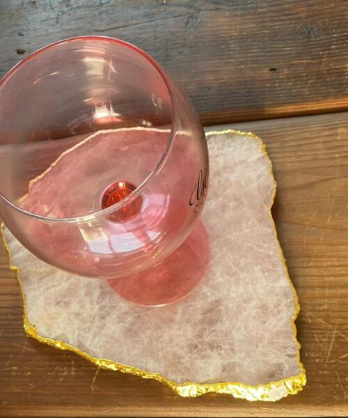 Large Premium Rose Quartz Natural Shape Gold Edge Platter 4 / Cheeseboard / Tray / Sign Board L25xW21xD1cm - 979g - Image 12