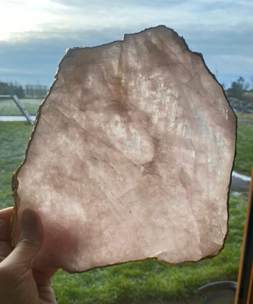 Large Premium Rose Quartz Natural Shape Gold Edge Platter 4 / Cheeseboard / Tray / Sign Board L25xW21xD1cm - 979g - Image 14