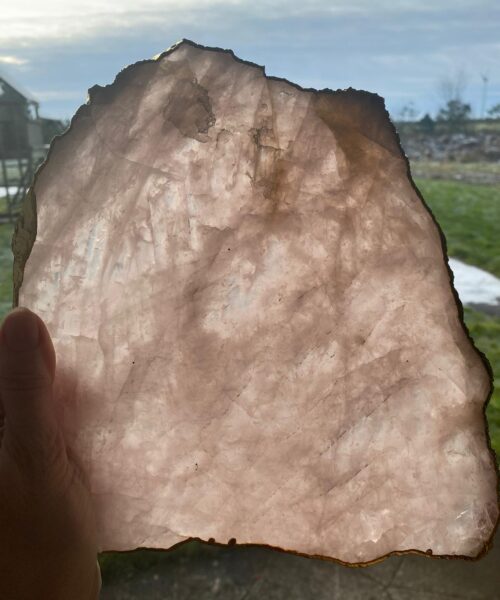 Large Premium Rose Quartz Natural Shape Gold Edge Platter 4 / Cheeseboard / Tray / Sign Board L25xW21xD1cm - 979g - Image 15