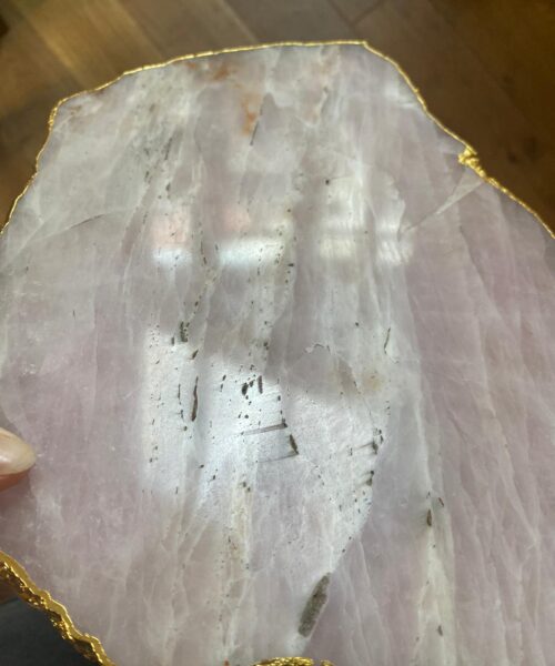 Large Premium Rose Quartz Natural Shape Gold Edge Platter 5 / Cheeseboard / Tray / Sign Board L31xW21xD1cm - 1491g - Image 11