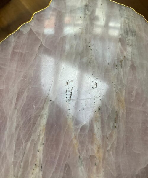 Large Premium Rose Quartz Natural Shape Gold Edge Platter 5 / Cheeseboard / Tray / Sign Board L31xW21xD1cm - 1491g - Image 12