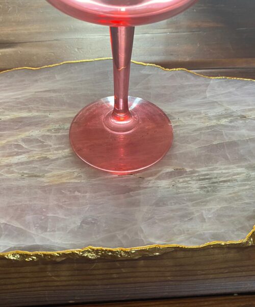Large Premium Rose Quartz Natural Shape Gold Edge Platter 5 / Cheeseboard / Tray / Sign Board L31xW21xD1cm - 1491g - Image 14