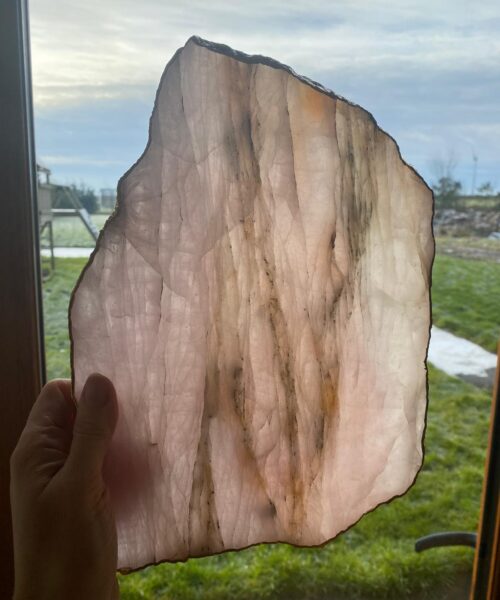Large Premium Rose Quartz Natural Shape Gold Edge Platter 5 / Cheeseboard / Tray / Sign Board L31xW21xD1cm - 1491g - Image 15