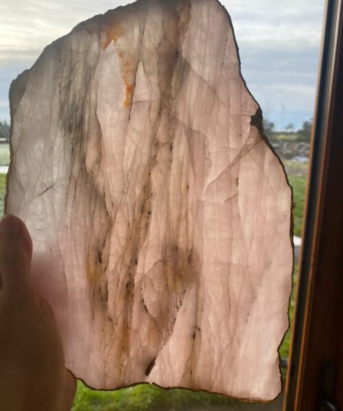 Large Premium Rose Quartz Natural Shape Gold Edge Platter 5 / Cheeseboard / Tray / Sign Board L31xW21xD1cm - 1491g - Image 16