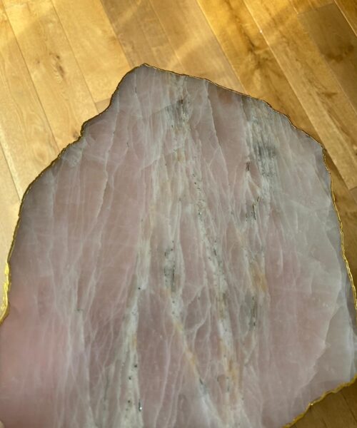 Large Premium Rose Quartz Natural Shape Gold Edge Platter 5 / Cheeseboard / Tray / Sign Board L31xW21xD1cm - 1491g - Image 18