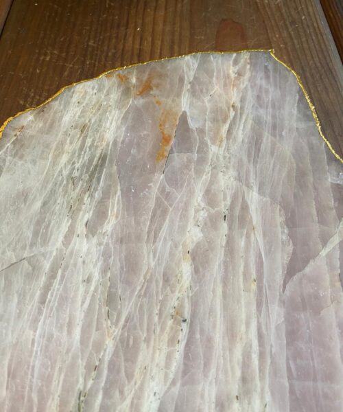 Large Premium Rose Quartz Natural Shape Gold Edge Platter 5 / Cheeseboard / Tray / Sign Board L31xW21xD1cm - 1491g - Image 10
