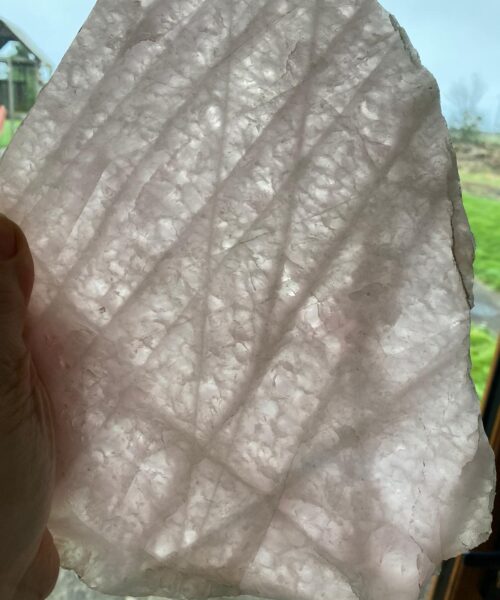 Large Premium Rose Quartz Natural Shape Natural Edge Platter 1 / Cheeseboard / Tray / Sign Board L30xW19xD1cm - 1248g - Image 12