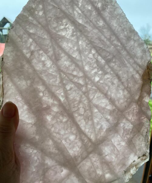 Large Premium Rose Quartz Natural Shape Natural Edge Platter 1 / Cheeseboard / Tray / Sign Board L30xW19xD1cm - 1248g - Image 13