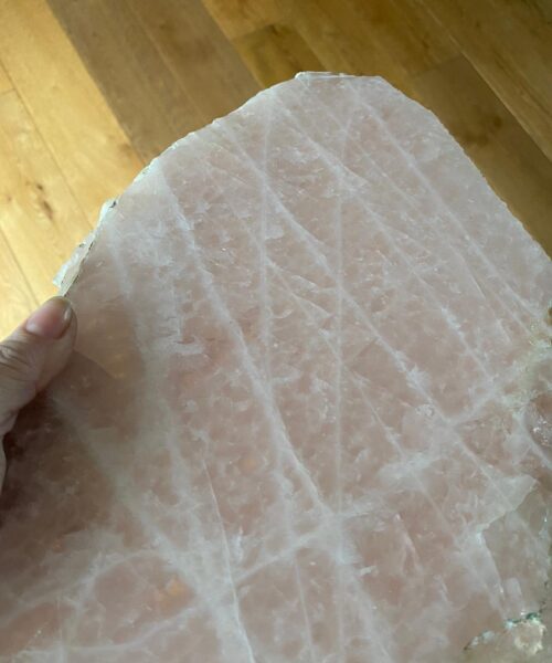 Large Premium Rose Quartz Natural Shape Natural Edge Platter 1 / Cheeseboard / Tray / Sign Board L30xW19xD1cm - 1248g - Image 14