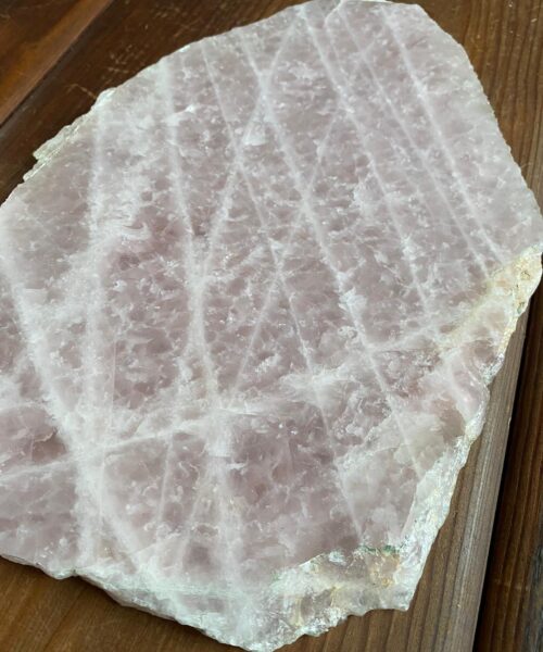 Large Premium Rose Quartz Natural Shape Natural Edge Platter 1 / Cheeseboard / Tray / Sign Board L30xW19xD1cm - 1248g - Image 4