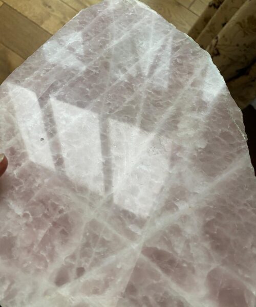 Large Premium Rose Quartz Natural Shape Natural Edge Platter 1 / Cheeseboard / Tray / Sign Board L30xW19xD1cm - 1248g - Image 8