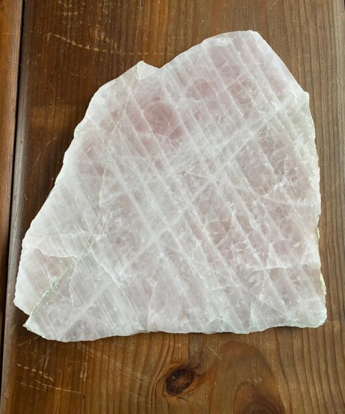 Large Premium Rose Quartz Natural Shape Natural Edge Platter 2 / Cheeseboard / Tray / Sign Board L20xW20xD1cm - 947g
