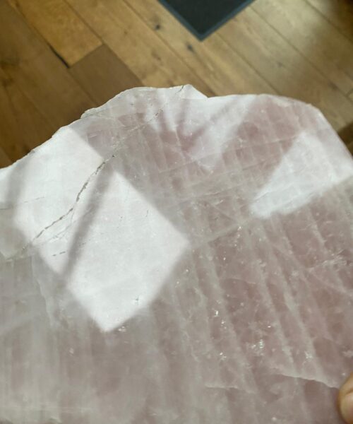 Large Premium Rose Quartz Natural Shape Natural Edge Platter 2 / Cheeseboard / Tray / Sign Board L20xW20xD1cm - 947g - Image 10