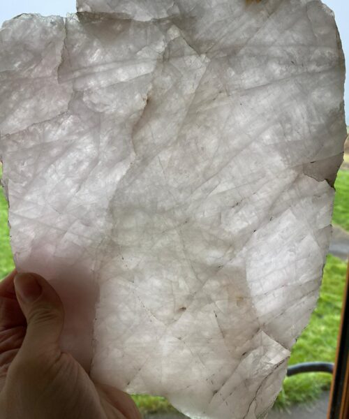 Large Premium Rose Quartz Natural Shape Natural Edge Platter 3 / Cheeseboard / Tray / Sign Board L27xW22xD1cm - 1266g - Image 11