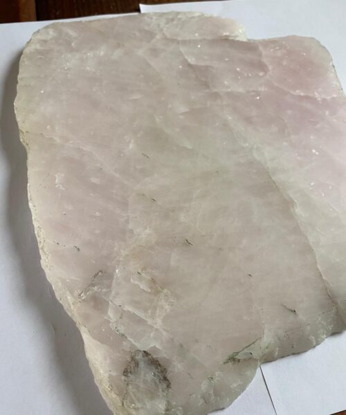 Large Premium Rose Quartz Natural Shape Natural Edge Platter 3 / Cheeseboard / Tray / Sign Board L27xW22xD1cm - 1266g - Image 4