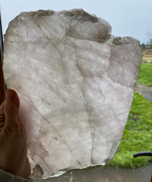 Large Premium Rose Quartz Natural Shape Natural Edge Platter 3 / Cheeseboard / Tray / Sign Board L27xW22xD1cm - 1266g - Image 10