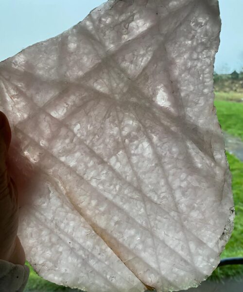 Large Premium Rose Quartz Natural Shape Natural Edge Platter 4 / Cheeseboard / Tray / Sign Board L27xW21xD1cm - 1325g - Image 11