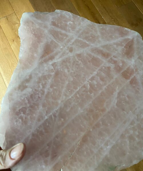 Large Premium Rose Quartz Natural Shape Natural Edge Platter 4 / Cheeseboard / Tray / Sign Board L27xW21xD1cm - 1325g - Image 13