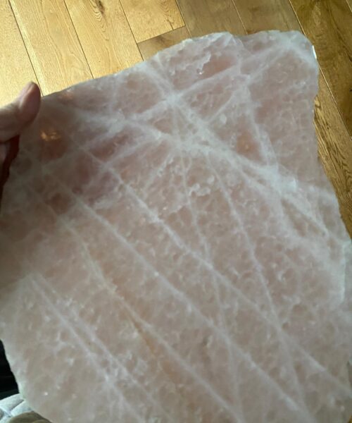 Large Premium Rose Quartz Natural Shape Natural Edge Platter 4 / Cheeseboard / Tray / Sign Board L27xW21xD1cm - 1325g - Image 14