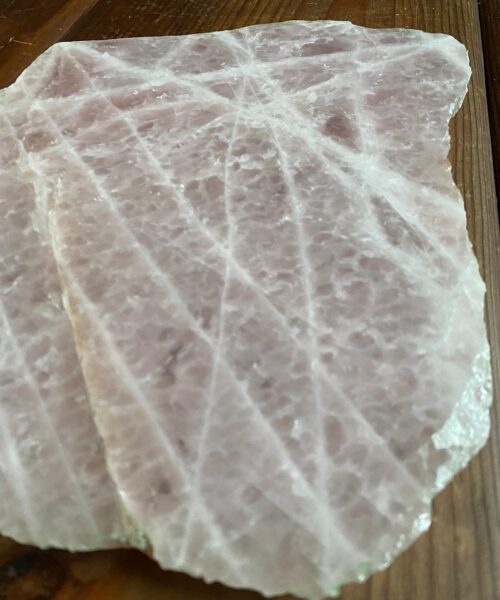 Large Premium Rose Quartz Natural Shape Natural Edge Platter 4 / Cheeseboard / Tray / Sign Board L27xW21xD1cm - 1325g - Image 4