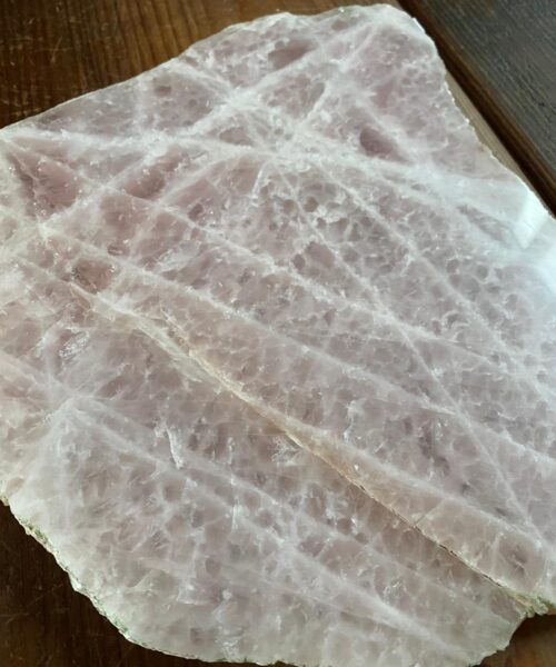 Large Premium Rose Quartz Natural Shape Natural Edge Platter 4 / Cheeseboard / Tray / Sign Board L27xW21xD1cm - 1325g - Image 5