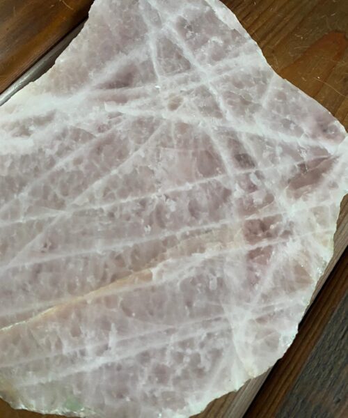 Large Premium Rose Quartz Natural Shape Natural Edge Platter 4 / Cheeseboard / Tray / Sign Board L27xW21xD1cm - 1325g - Image 7