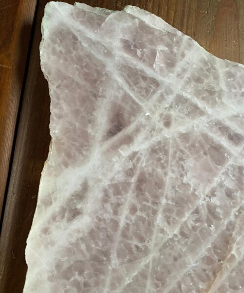 Large Premium Rose Quartz Natural Shape Natural Edge Platter 4 / Cheeseboard / Tray / Sign Board L27xW21xD1cm - 1325g - Image 8