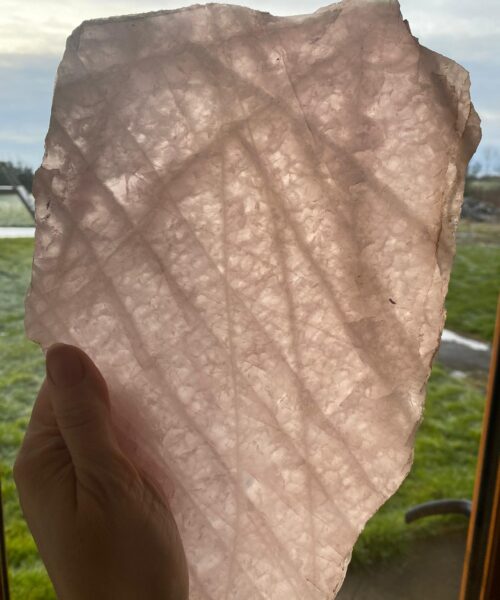 Large Premium Rose Quartz Natural Shape Natural Edge Platter 5 / Cheeseboard / Tray / Sign Board L29xW22xD1cm - 1277g - Image 14