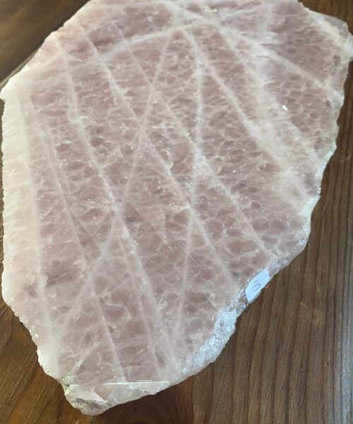 Large Premium Rose Quartz Natural Shape Natural Edge Platter 5 / Cheeseboard / Tray / Sign Board L29xW22xD1cm - 1277g - Image 4