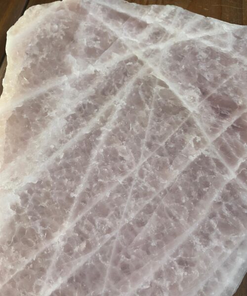 Large Premium Rose Quartz Natural Shape Natural Edge Platter 5 / Cheeseboard / Tray / Sign Board L29xW22xD1cm - 1277g - Image 9