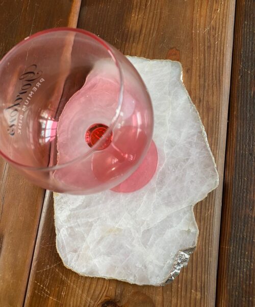 Large Premium Rose Quartz Natural Shape Silver Edge Platter 2 / Cheeseboard / Tray / Sign Board L29xW21xD1cm - 1417g - Image 11