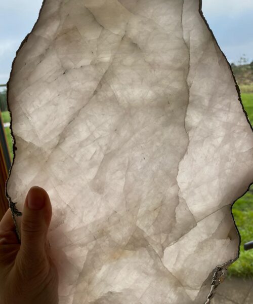 Large Premium Rose Quartz Natural Shape Silver Edge Platter 2 / Cheeseboard / Tray / Sign Board L29xW21xD1cm - 1417g - Image 13