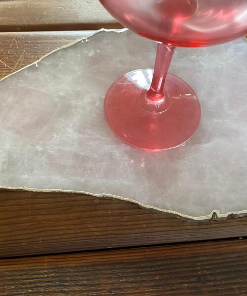 Large Premium Rose Quartz Natural Shape Silver Edge Platter 3 / Cheeseboard / Tray / Sign Board L30xW21xD1cm - 1415g - Image 11