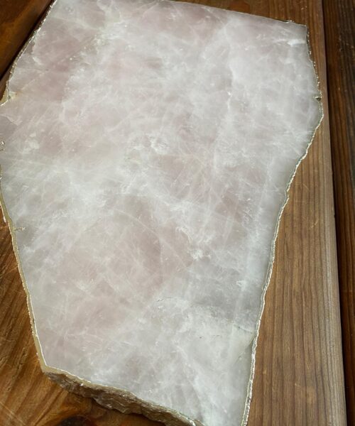 Large Premium Rose Quartz Natural Shape Silver Edge Platter 3 / Cheeseboard / Tray / Sign Board L30xW21xD1cm - 1415g - Image 7