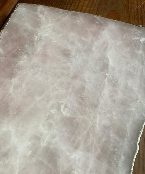 Large Premium Rose Quartz Natural Shape Silver Edge Platter 3 / Cheeseboard / Tray / Sign Board L30xW21xD1cm - 1415g - Image 8