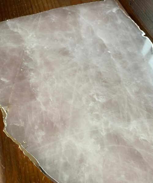 Large Premium Rose Quartz Natural Shape Silver Edge Platter 3 / Cheeseboard / Tray / Sign Board L30xW21xD1cm - 1415g - Image 9
