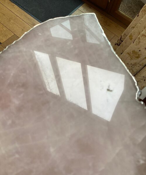 Large Premium Rose Quartz Natural Shape Silver Edge Platter 5 / Cheeseboard / Tray / Sign Board L29xW21xD1cm - 1460g - Image 11