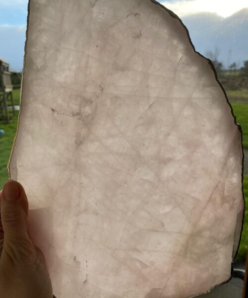 Large Premium Rose Quartz Natural Shape Silver Edge Platter 5 / Cheeseboard / Tray / Sign Board L29xW21xD1cm - 1460g - Image 13