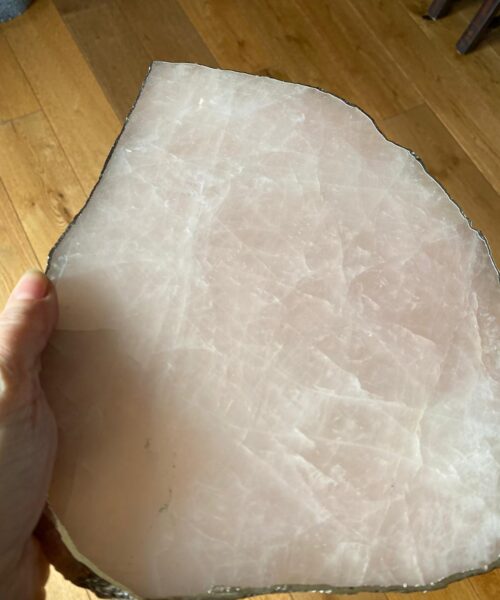 Large Premium Rose Quartz Natural Shape Silver Edge Platter 5 / Cheeseboard / Tray / Sign Board L29xW21xD1cm - 1460g - Image 14