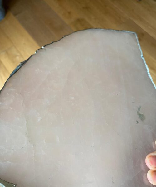 Large Premium Rose Quartz Natural Shape Silver Edge Platter 5 / Cheeseboard / Tray / Sign Board L29xW21xD1cm - 1460g - Image 15